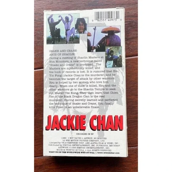 Jackie Chan Double Feature: Snake Crane Arts of Shaolin/Dragon Fist (VHS, 1995) - Picture 3 of 7